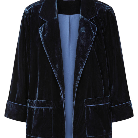 Super soft velvet navy blazer with 3/4 length sleeves