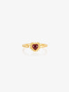 heart shaped spiky ring with red stone and adjustable band from rachel jackson