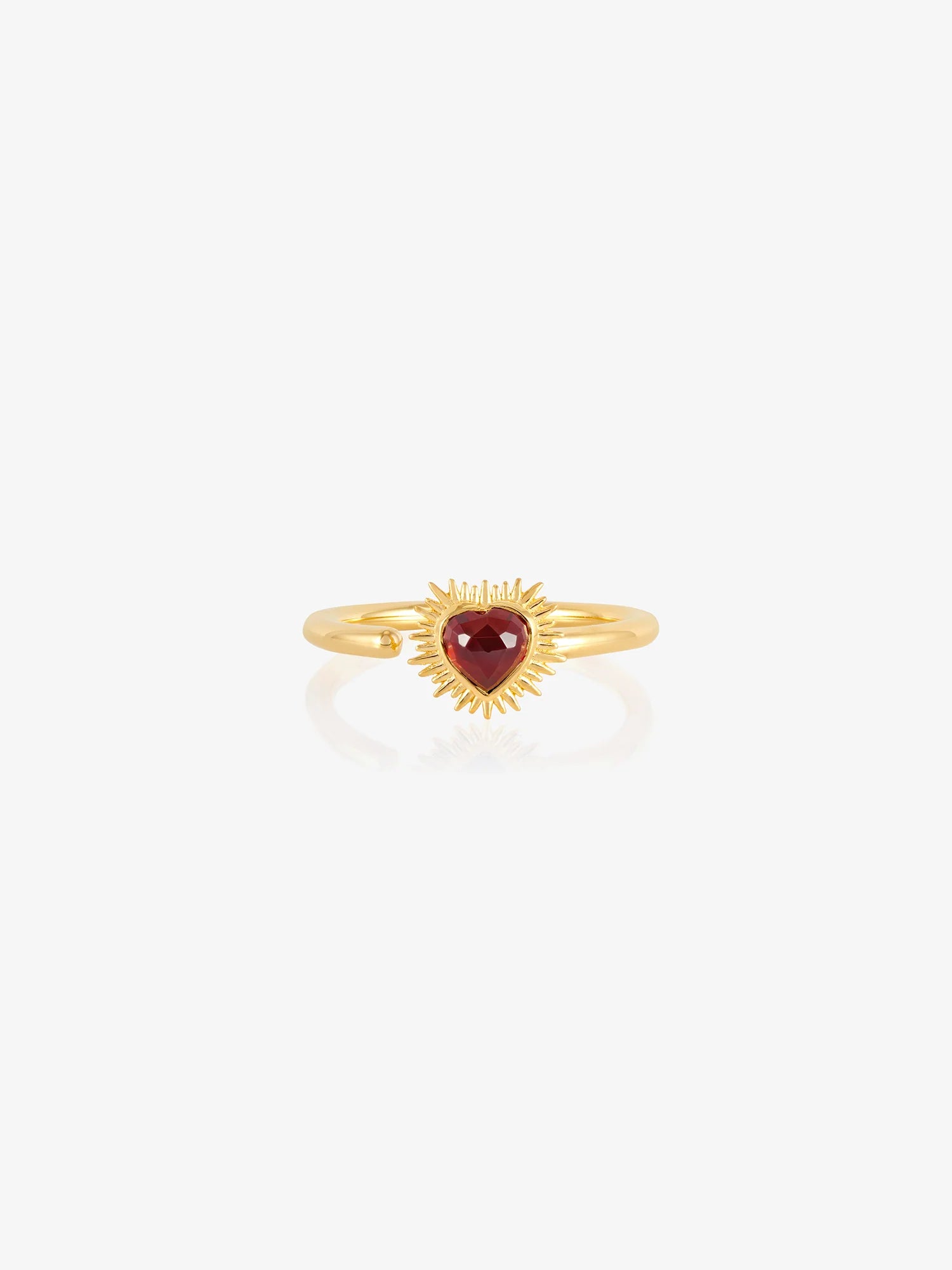 heart shaped spiky ring with red stone and adjustable band from rachel jackson