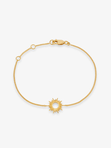 gold bracelet with sunshine in the centre and lobster clasp from rachel jackson 