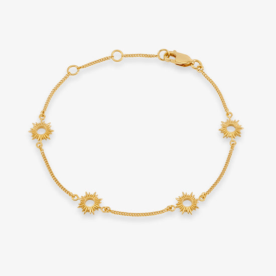 gold bracelet with mini sunshines places along the chain from rachel jackson