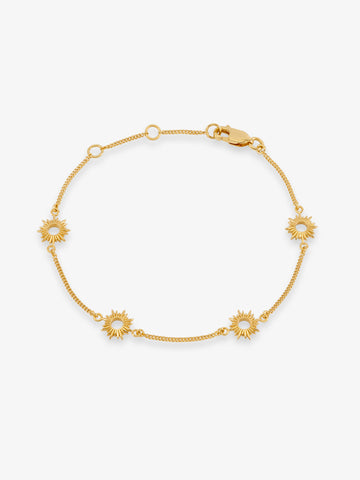 gold bracelet with mini sunshines places along the chain from rachel jackson