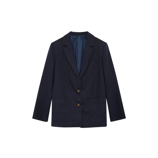 Navy herringbone single breasted blazer size up