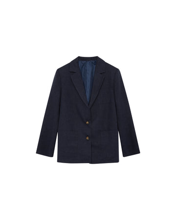 Navy herringbone single breasted blazer size up