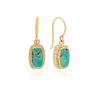 Gold plated drop earrings with oblong turquoise inset stone