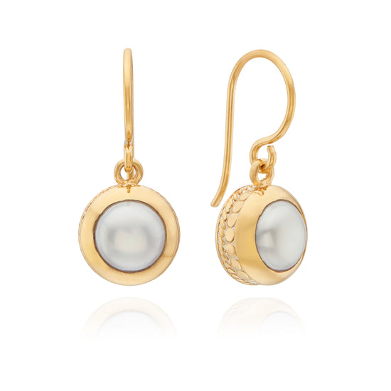 Gold pearl drop earrings