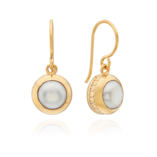 Gold pearl drop earrings