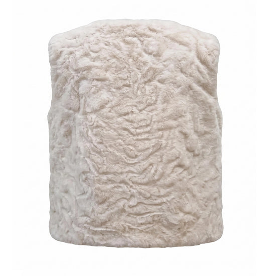 rear view of cream faux fur gillet