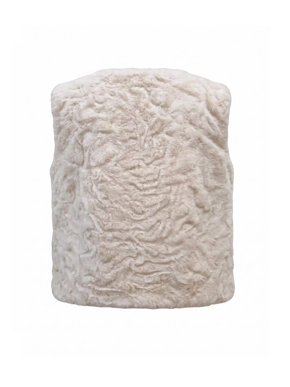 rear view of cream faux fur gillet