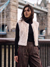 Model shot of faux fur gillet