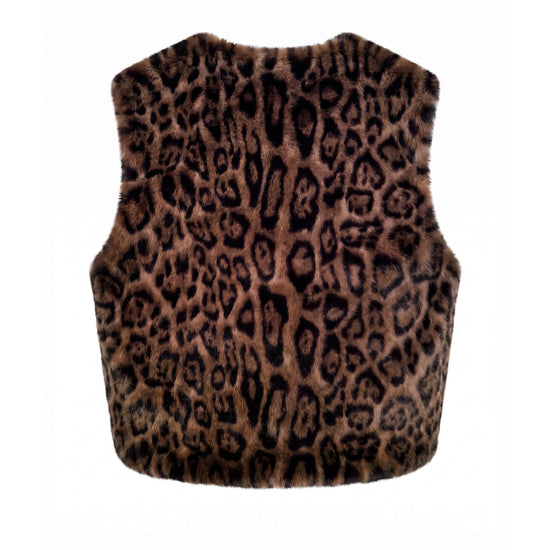 rear view of animal print faux fur gillet