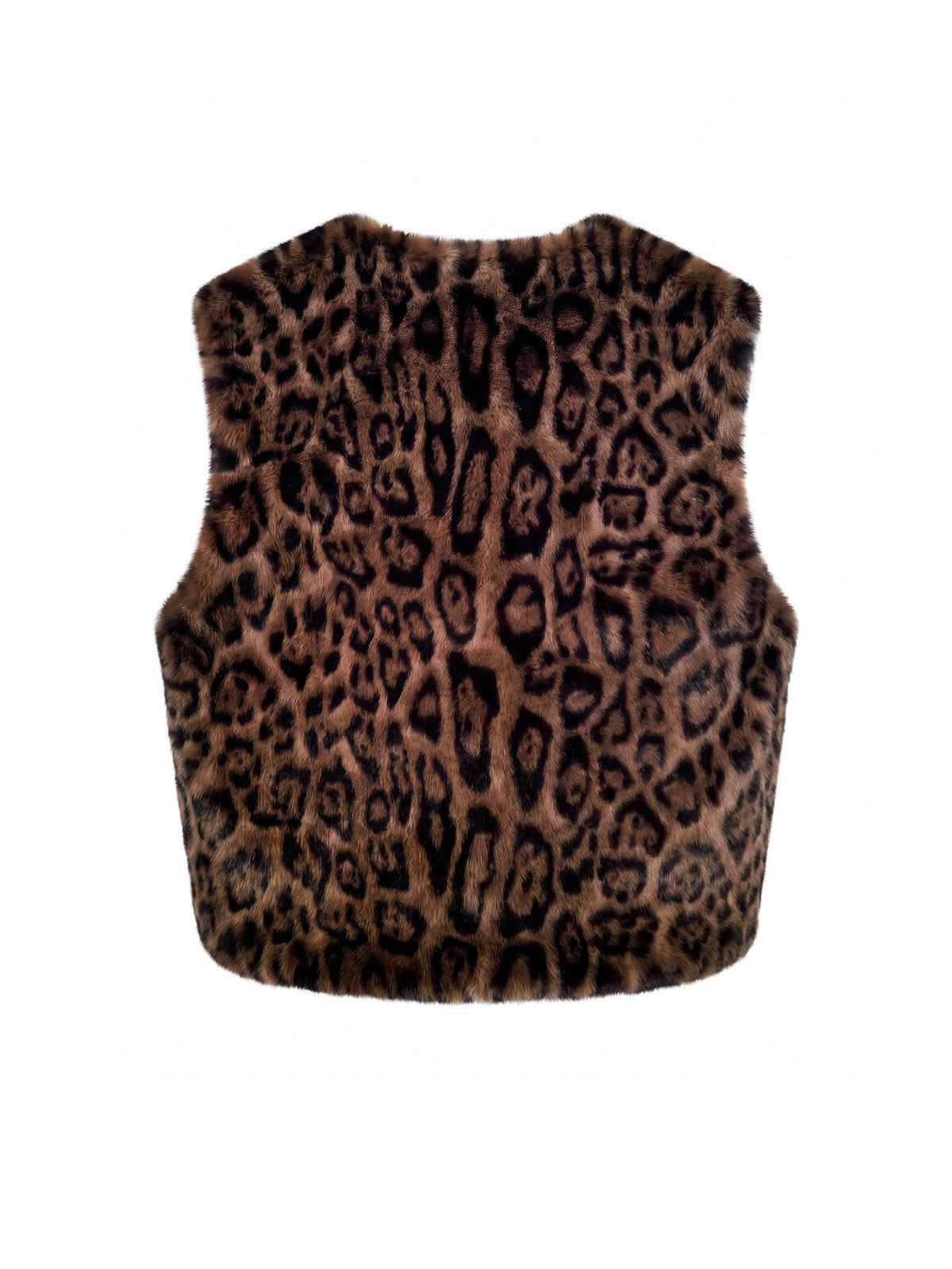 rear view of animal print faux fur gillet