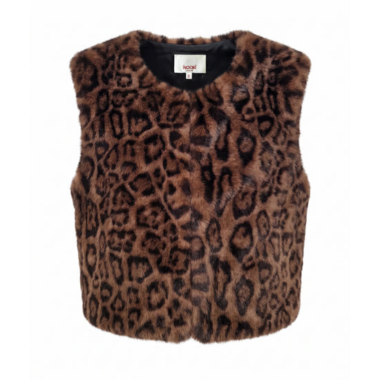 animal print faux fur gillet