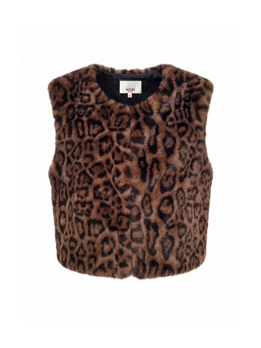 animal print faux fur gillet