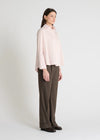 light pink shirt with concealed placket  and uniques collar side view