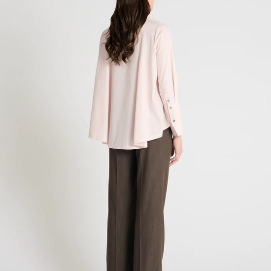 light pink shirt with concealed placket  and uniques collar rear view