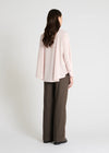 light pink shirt with concealed placket  and uniques collar rear view