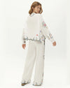 round neck white linen button down blouse with embroidered detailing from me369 rear