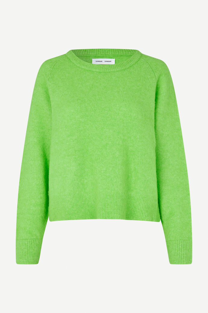 Bright green wide crew neck jumper with long sleeves 