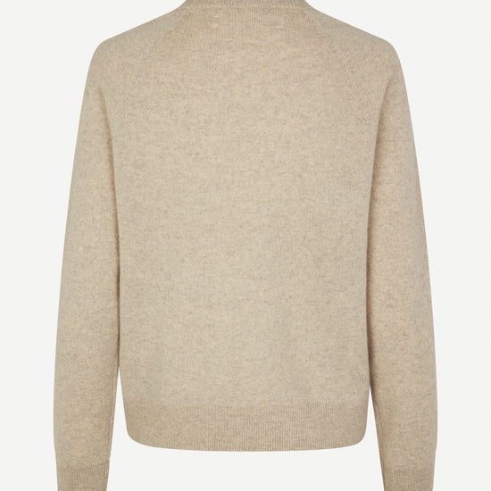 Cream melange crew neck cashmere jumper with raglan sleeves