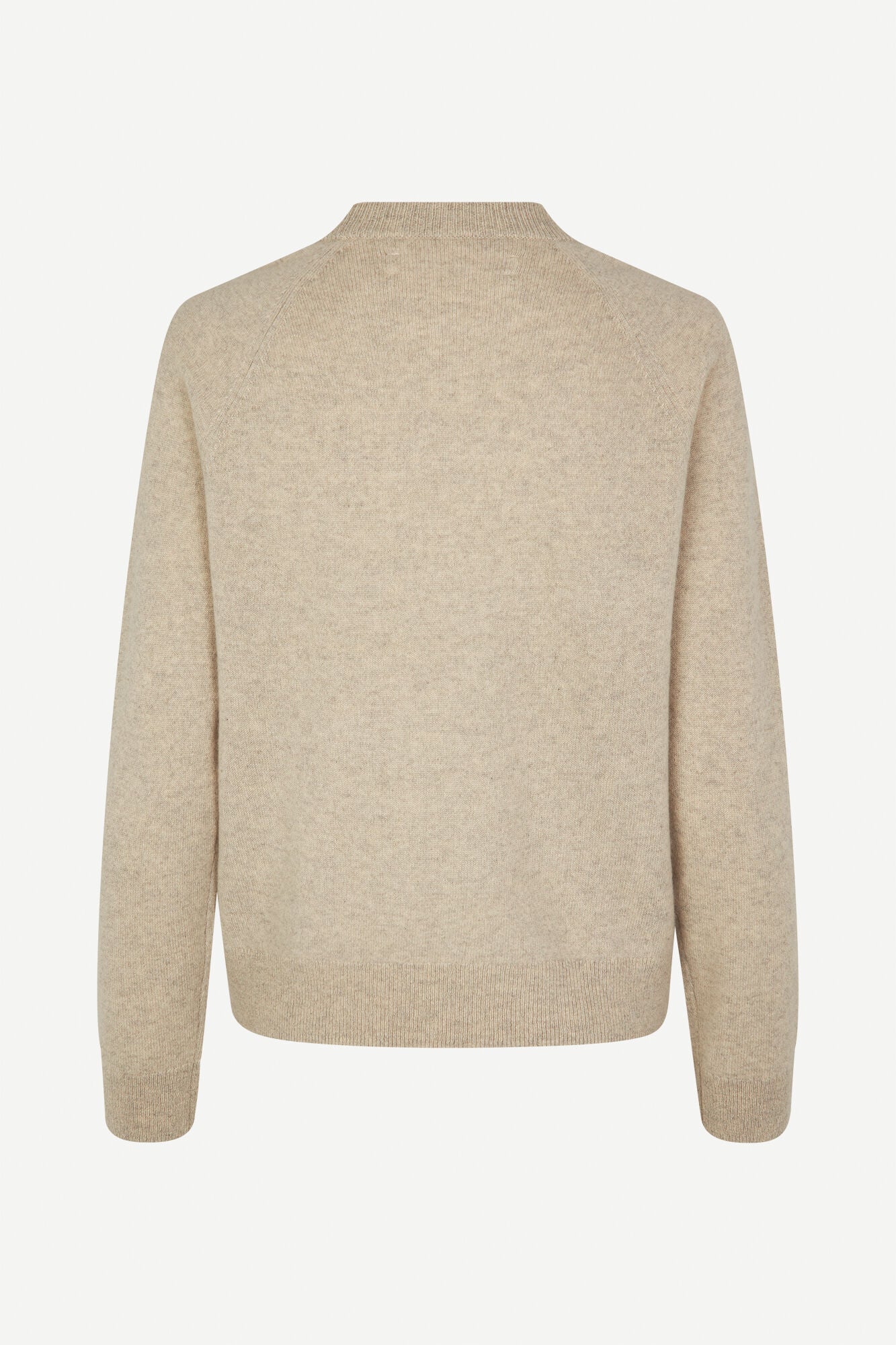 Cream melange crew neck cashmere jumper with raglan sleeves