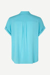 Blue topaz short sleeved blouse with classic collar