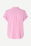 pink short sleeved shirt rear view