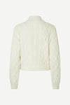 Chunky cream cardigan with two way zip and turtleneck with arron styling and cropped length
