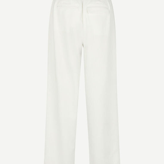 Ecru linen look pleated front trousers with side pockets