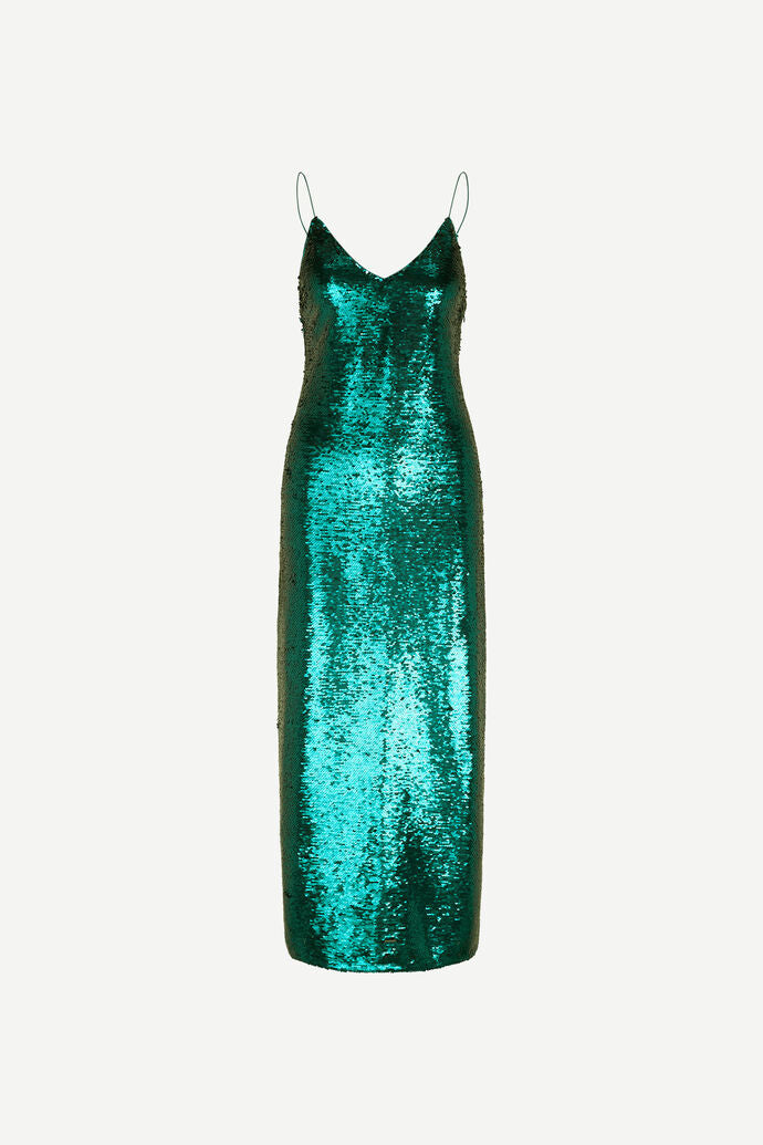 Green sequin maxi straight fit dress