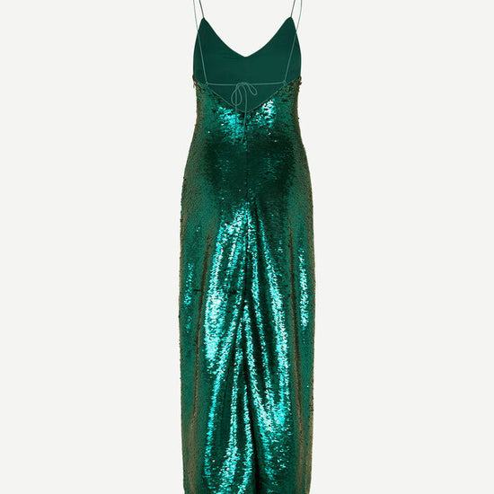 Green sequin maxi straight fit dress