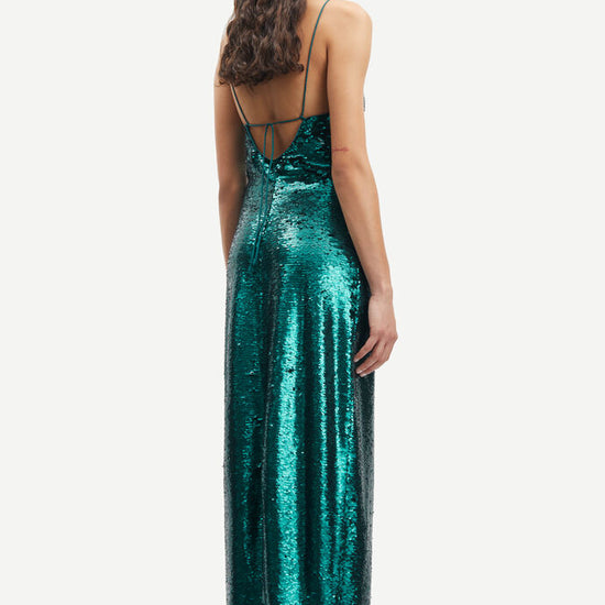 Green sequin maxi straight fit dress