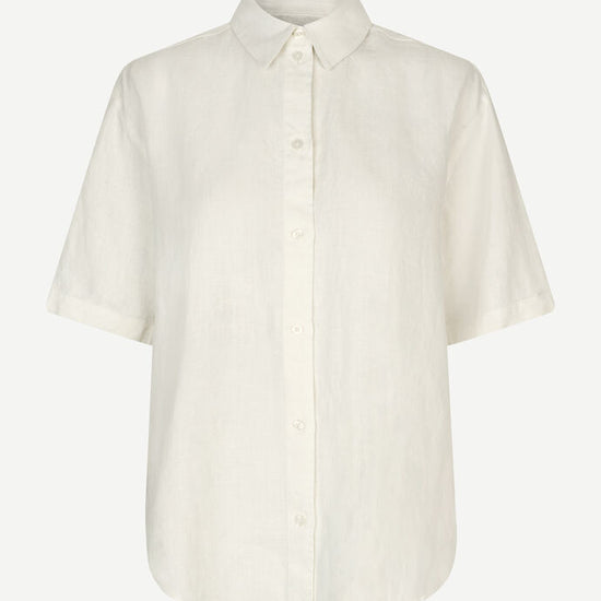 Over size short sleeved linen shirt in ecru