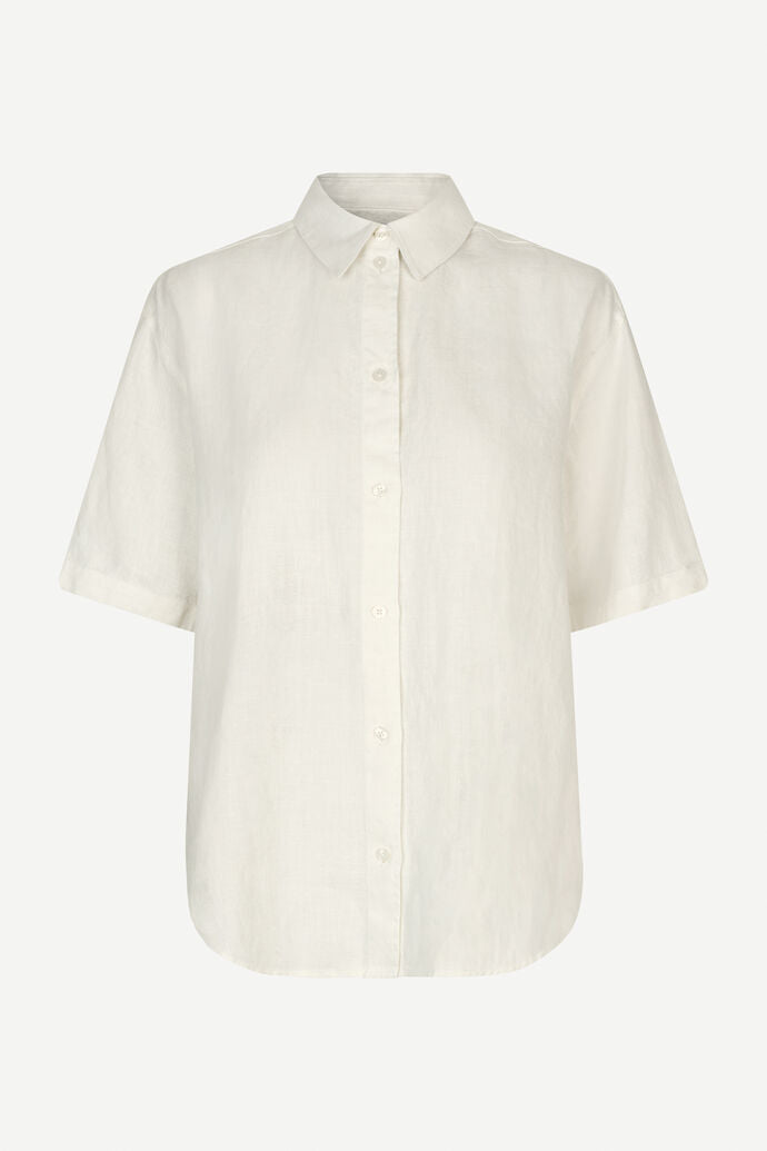Over size short sleeved linen shirt in ecru