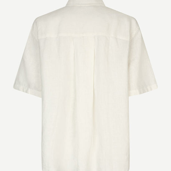 Over size short sleeved linen shirt in ecru