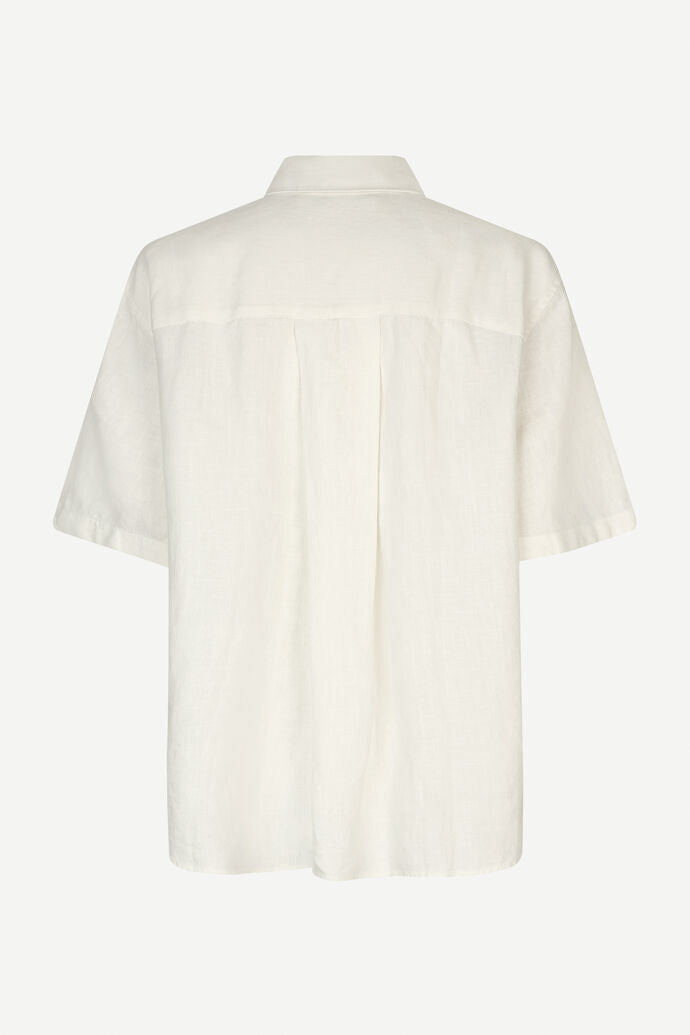 Over size short sleeved linen shirt in ecru