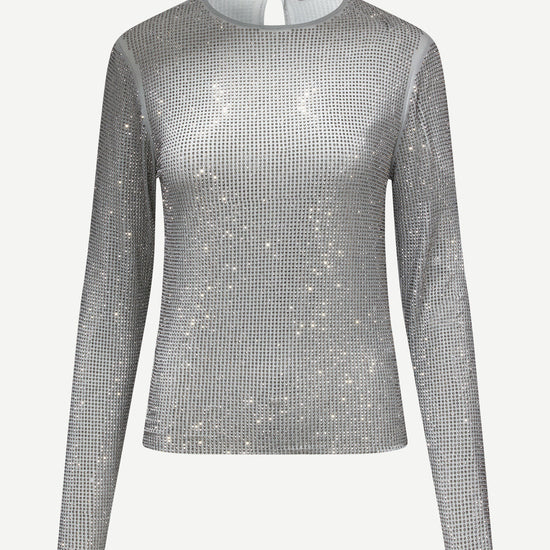 rhinestone top with round neck 