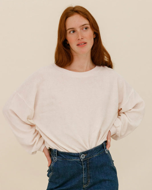 Zahara Terry Jersey Sweatshirt Cream