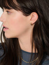 mini hexagon silver shaped hoops from rachel jackson model shot