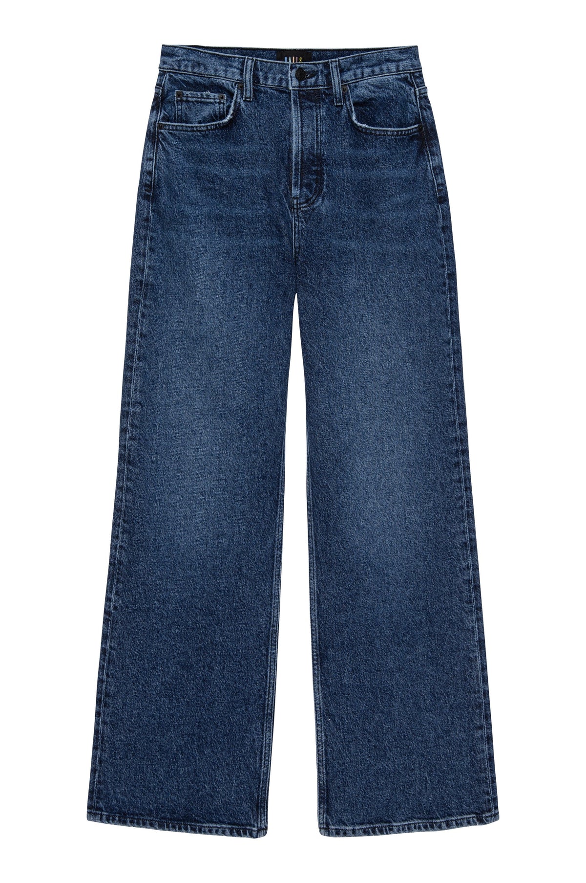 Wide leg blue jeans with a high waist
