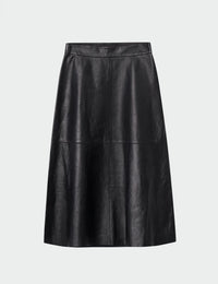 A line midi lambs leather skirt