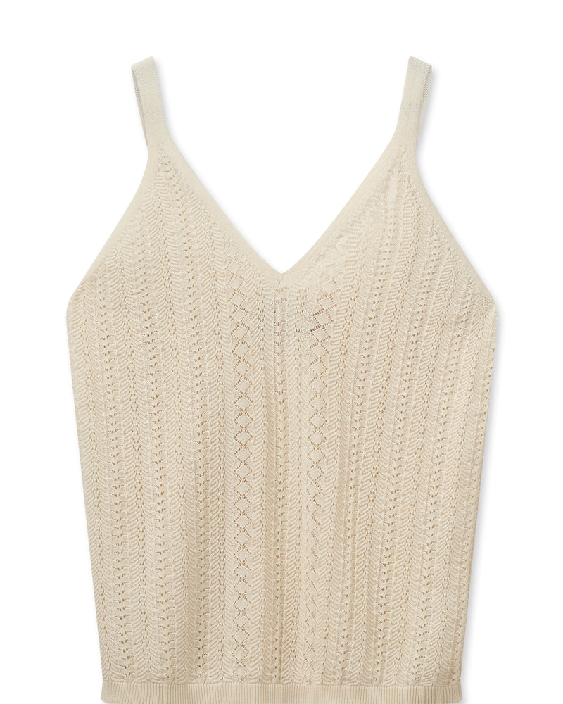 Ecru Cotton knitted vest top