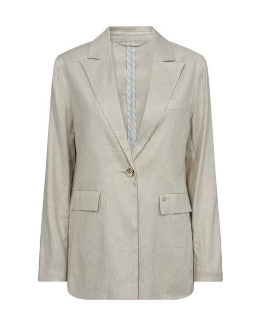 Unlined Linen Single breasted blazer in beige