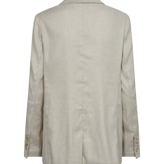 Unlined Linen Single breasted blazer in beige rear view