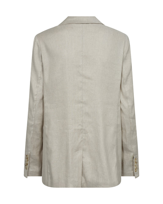 Unlined Linen Single breasted blazer in beige rear view