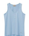 Vest shape t shirt with a v neck and 3 small button fastening
