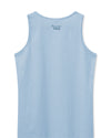 Rear view of pale blue cotton slub vest t shirt in pale blue 