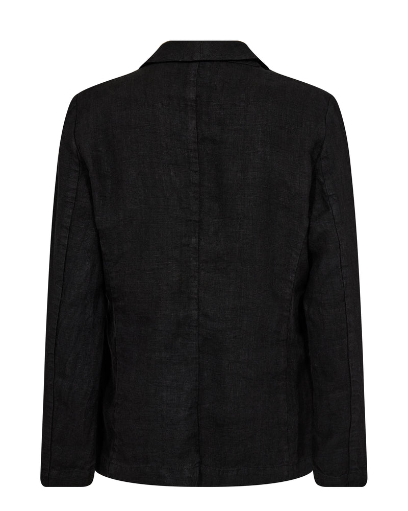 Black single breasted linen blazer