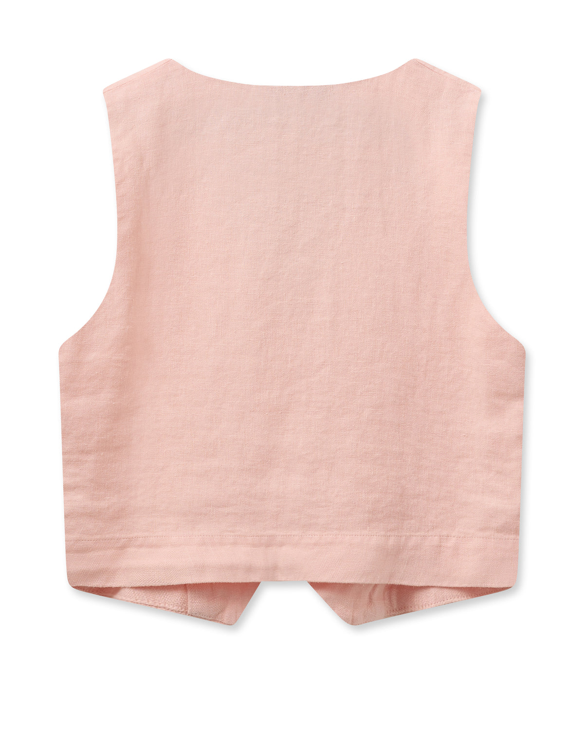 Pink linen single breasted waistcoat with contrast buttons