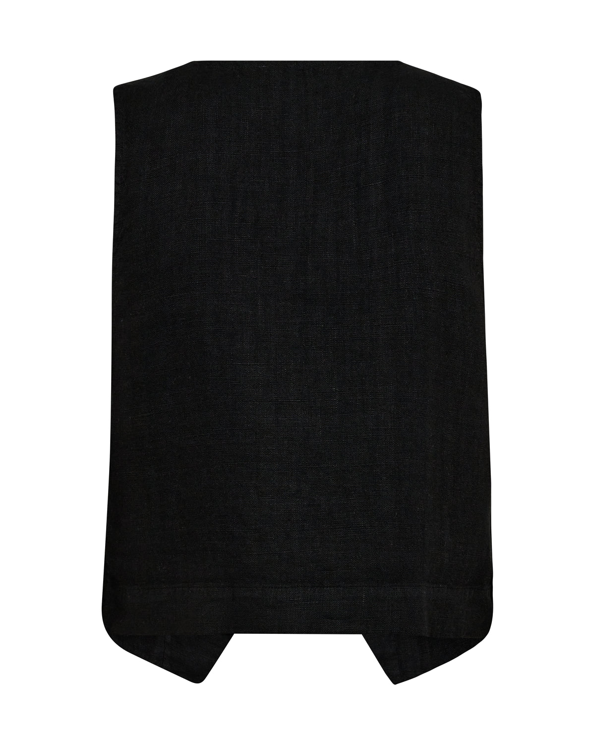 Black linen single breasted waistcoat with contrast buttons